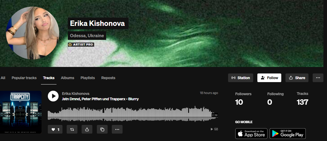 Erika Kishonova profile before Samkit Media